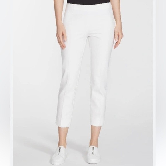 Lafayette 148 New York Cloth Cropped Bleecker Ankle White Pants- Size 8 - Picture 1 of 8